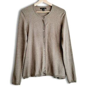 BANANA REPUBLIC Cardigan Button Down Silk Cotton Blend Green Grey Sz M Flawed